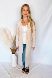 Gertie Ribbed Open Front Cardigan - Oatmeal