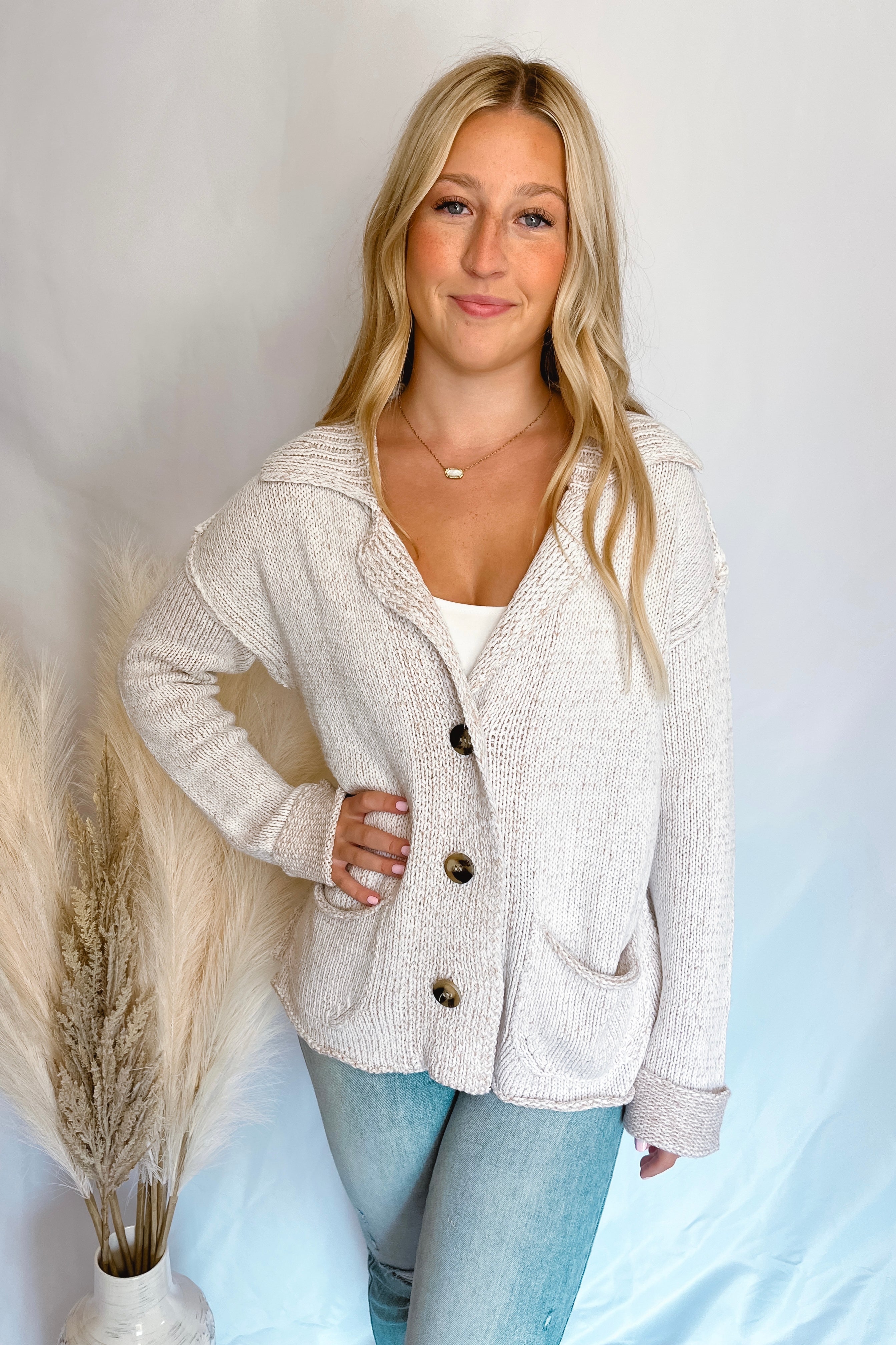 Oatmeal chunky shop knit cardigan