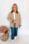 Fall Fields Corduroy Collar Barn Jacket - Taupe