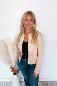 First Choice Textured Open Front Cardigan - Natural