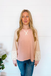 Casual Flowers Textured Top - Pink