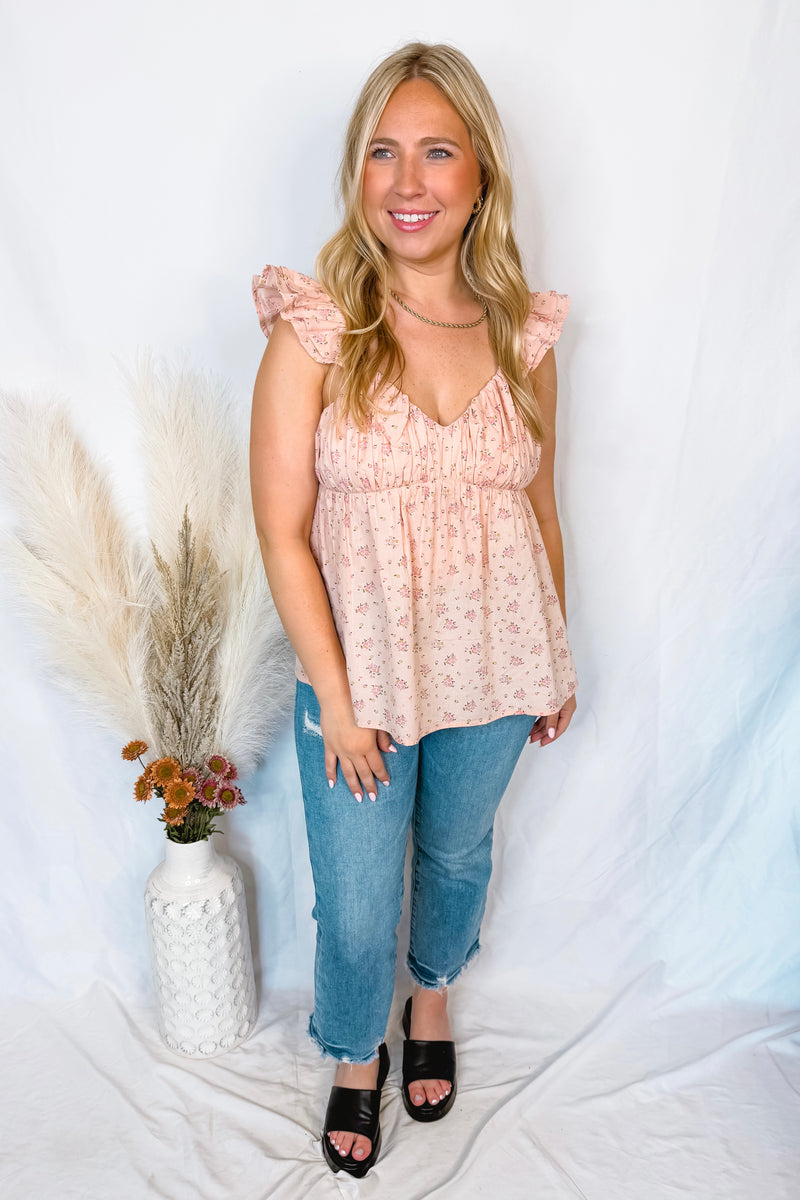 Garden Mist Floral Babydoll Tank - Pink
