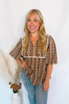 Fall Fever Bubble Sleeve Blouse - Mocha