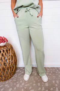 Sporty Spice Scuba Luxe Straight Pants - Pistachio