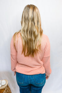 Memory Lane Waffle Knit Top - Light Pink