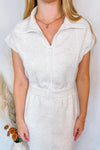Evelyn Scuba Half Zip Mini Dress - Light Grey