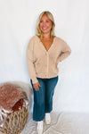 Lacy Days Knit Button Cardigan - Tan
