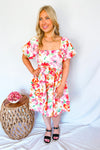 Pretty Petal Floral Mini Dress - Pink Multi