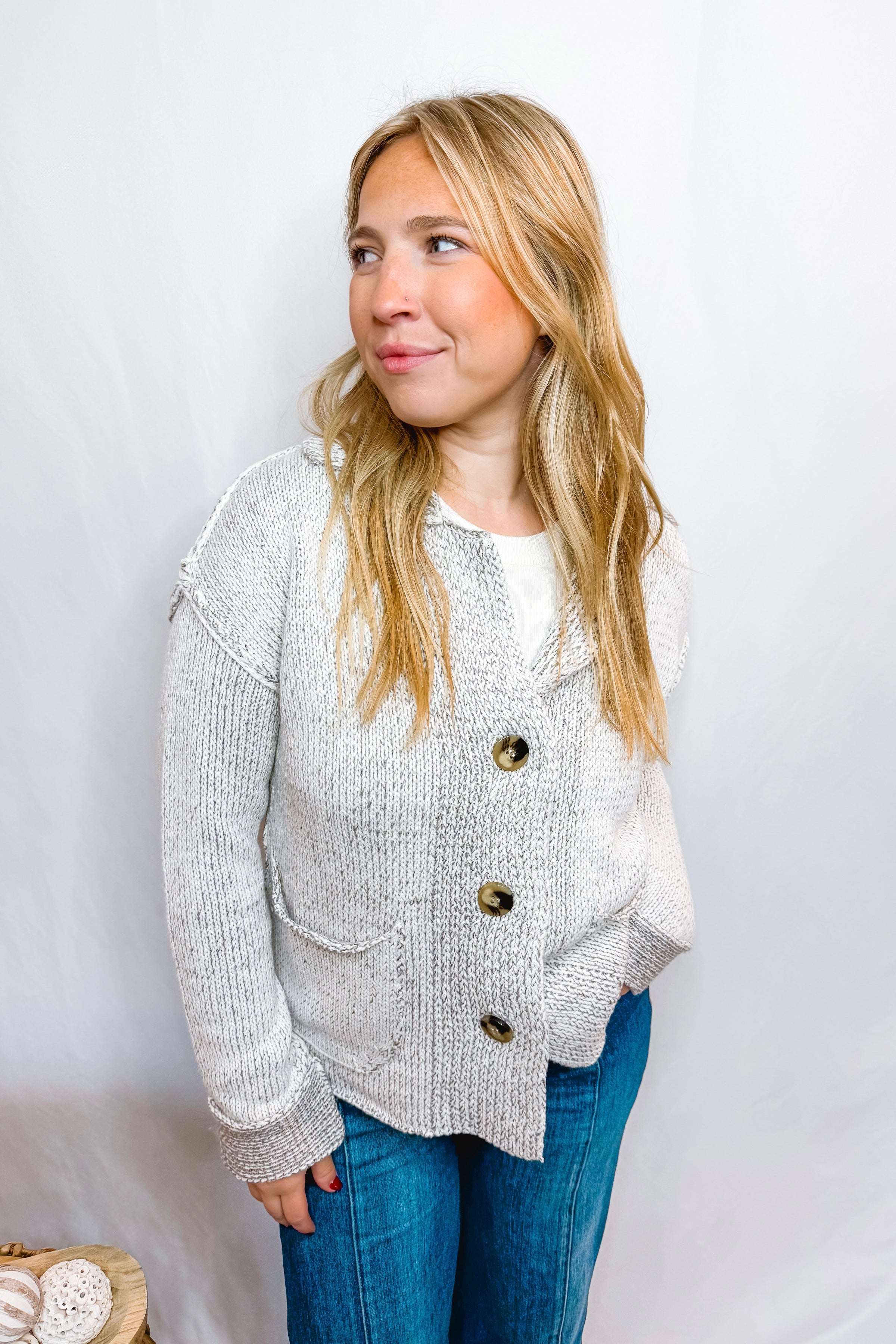 Cuddle Weather Chunky Knit Cardigan - Light Heather Grey