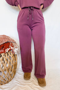 Casual Luxe Wide Leg Pants - Plum
