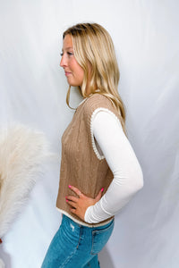 City Bound Chunky Cable Knit Vest - Tan