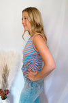 Loving Life Cinched Tank - Blue/Peach