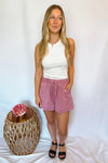 Lizzy Textured Knit Drawstring Shorts - Rose