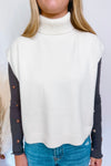 With Love High Low Sleeveless Turtleneck Sweater - Ivory