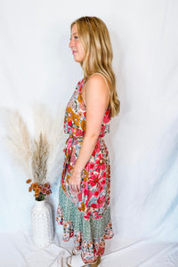 Close To Me Floral Halter Dress - Rose/Sage