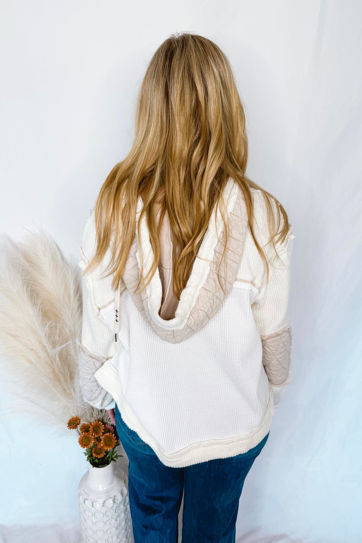 Cozy Mindset Button Up Sweater Hoodie - Cream/Beige (POL)
