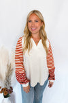 Keepin' It Casual Split Neck Top - Cream