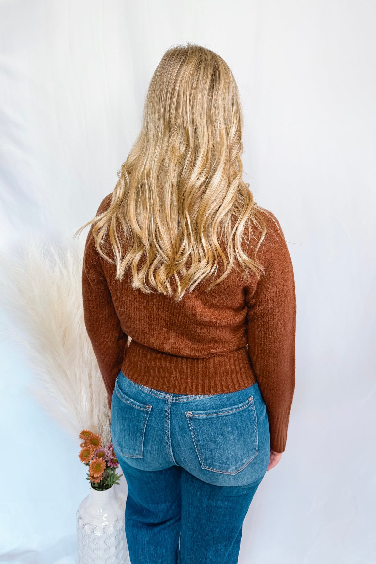 Bonfire Cozy Mock Neck Sweater - Chestnut