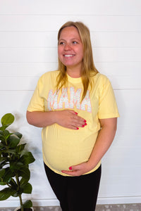 Mama Dainty Flower Graphic Tee - Yellow