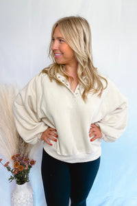 So Snuggly Sherpa Lined Pullover - Cream