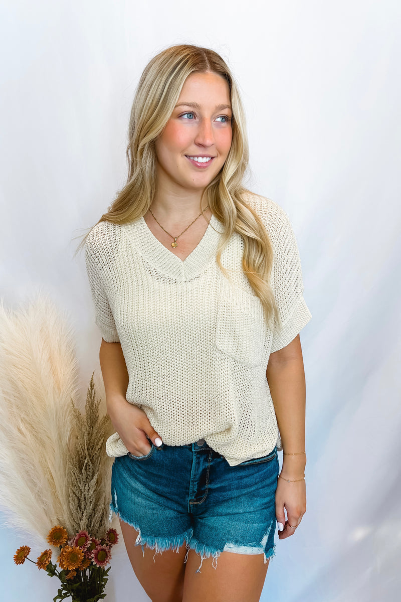 Finally Friday Loose Knit Top - Cream