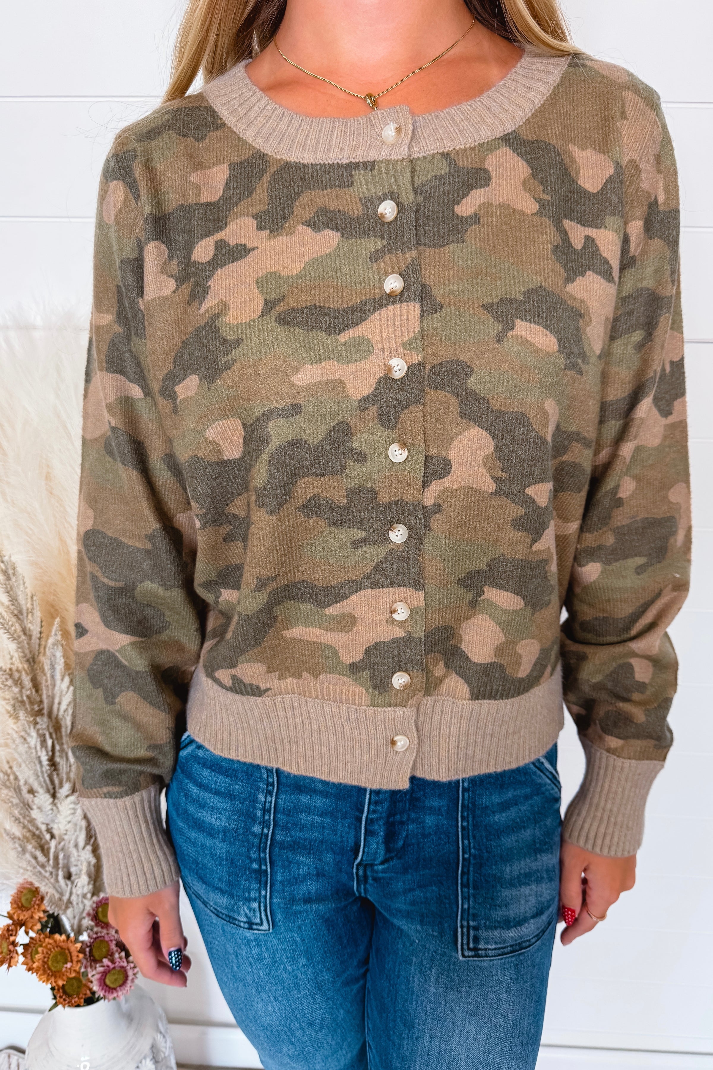 Adventure Seeker Button Cardigan - Camo