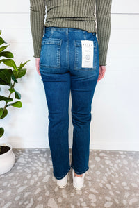 Addie High Rise Ankle Flare Risen Jeans - Dark Wash