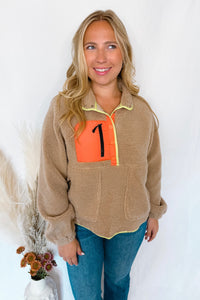 Toasty Nights Sherpa Colorblock Pullover - Tan