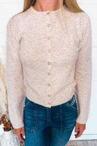 Victoria Lightweight Button Sweater - Oatmeal