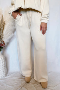 Level Up Wide Leg Scuba Pants - Cream