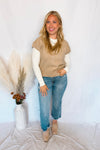 Latte Likes Knit Sweater Vest - Tan
