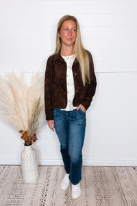 Major Icon Faux Suede Jacket - Dark Brown