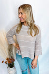 Brighter Days Striped Knit Sweater - Taupe