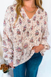 Floral Fields V-Neck Blouse - Ivory