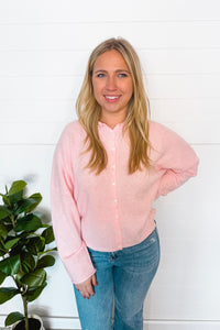 Sweet Breeze Lightweight Button Sweater - Light Pink