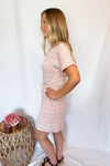 Beside Me Striped Drawstring Mini Dress - Pink/Grey