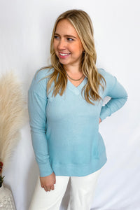 Casual Moment Brushed Top - Dusty Blue