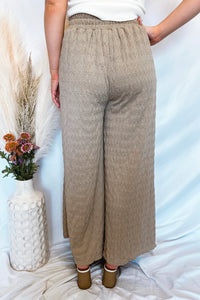 Vacay Chic Textured Wide Leg Pants - Taupe