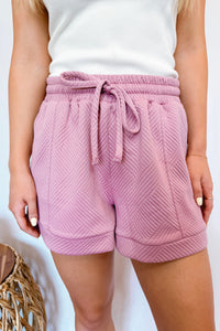 Lizzy Textured Knit Drawstring Shorts - Rose