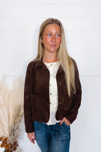 Major Icon Faux Suede Jacket - Dark Brown