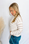 Sweet Moment Striped Top - Taupe/Ivory