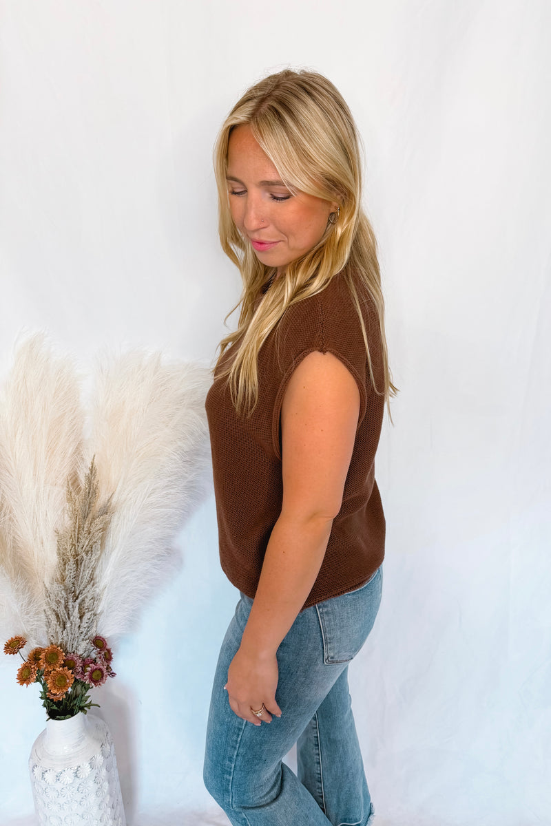 My Kinda Style Knit Sweater Vest - Brown
