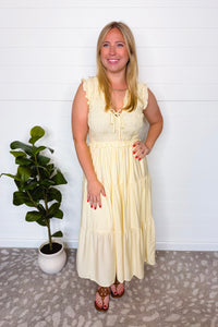Pure Delight Smocked Midi Dress - Butter Yellow