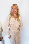 Casual Garden Flower Zip Up Hoodie - Cream