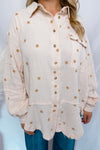 Ditsy Daisy Embroidered Button Down Top - Ivory