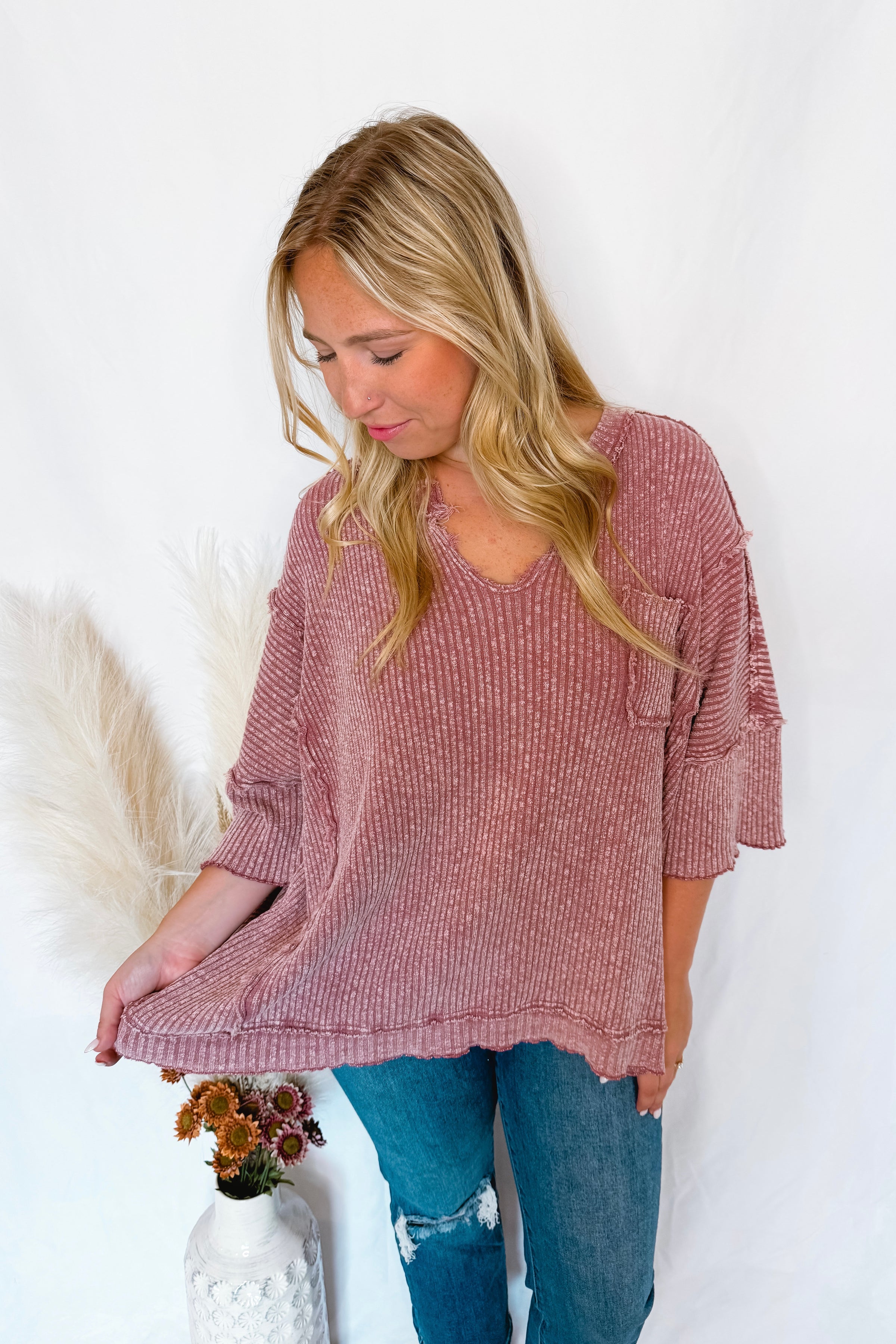 All About Fun Ribbed Top - Plum
