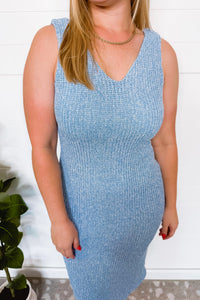 Down By The Sea Knit Midi Dress - Blue