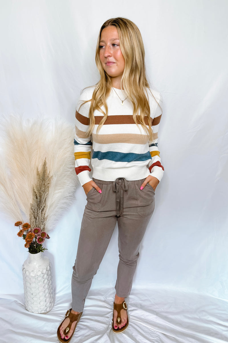 Simply Sweet Striped Sweater - Ivory/Multi