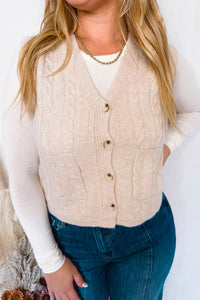 Glory Days Cable Knit Sweater Vest - Oatmeal