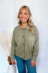 Classic Charm Button Down Knit Cardigan - Olive